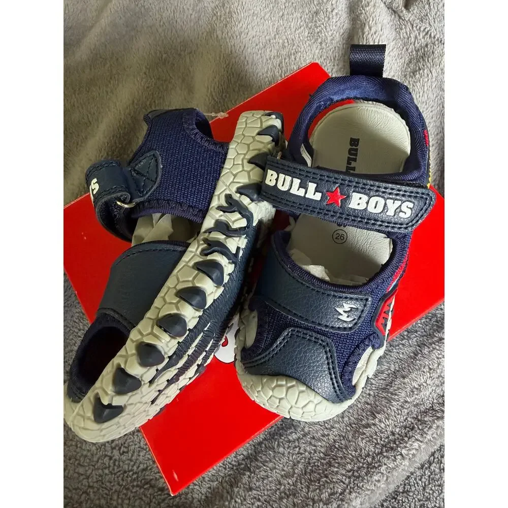New Bull Boys Dinosaur Sandals Gray Navy Kids Size US 9